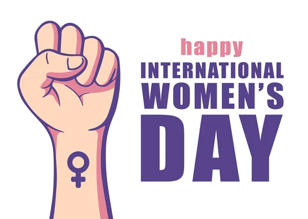 Internationaler Frauentag Hintergrund Plakatgestaltung Frauentagsfaust Mit Textbuchstabenvektorillustration — Stockvektor