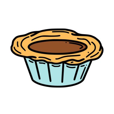 Yumurtalı tart vektör çizimi. Çin Yeni Yıl Tatlısı karalama stilinde.