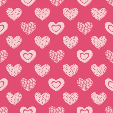 Valentines day vector seamless pattern. Doodle hand drawn illustration of cute romantic love background..