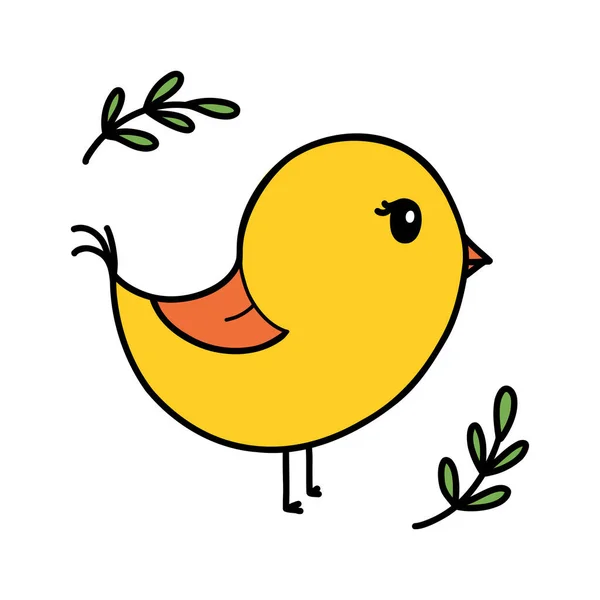 Ilustração Vetor Pássaro Bonito Isolado Fundo Branco Ilustração Doodle Desenhado — Vetor de Stock
