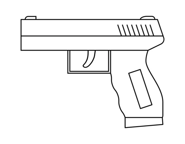 Gun Vector Icon Illustration Outline Pistol Weapon Design Isolated White — Stock Vector