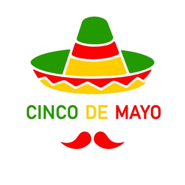 Cinco de Mayo kutlaması. Meksika geleneksel federal bayramı 5 Mayıs 'ta kutlanır. Cinco de Mayo vektör çizimleri için dekorasyonlu Fiesta afişi
