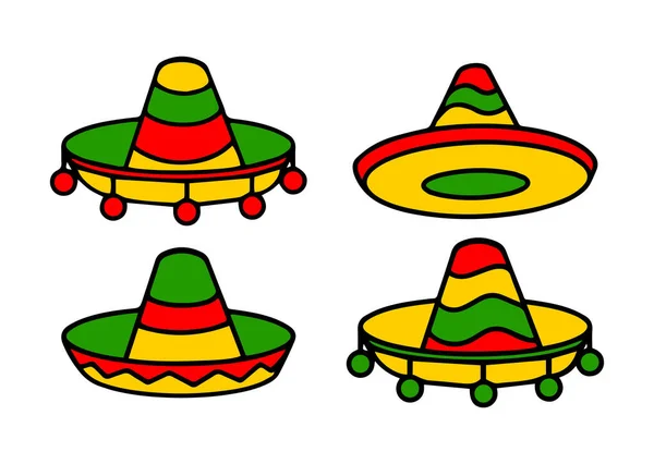 Мексиканское Сомбреро Орнаментом Сверху Векторная Красочная Иллюстрация Традиционной Мексиканской Шляпы — стоковый вектор