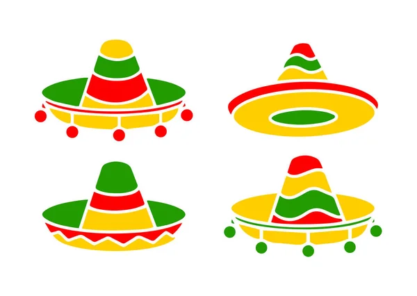 Sombrero Mexicano Con Diseño Adorno Parte Superior Ilustración Colorida Vectorial — Archivo Imágenes Vectoriales