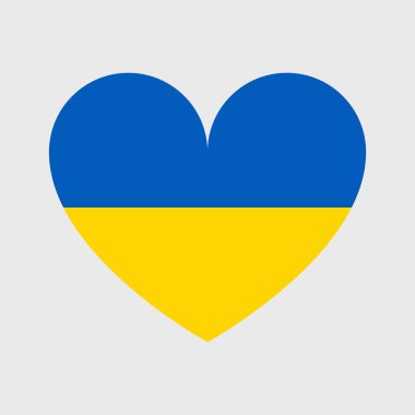 Ukrayna bayrağı sembolü. Ukrayna bayrağı. Savaşta Ukrayna 'yı destekleyin. Kare, yuvarlak ve kalp şeklinde. Mavi ve sarı çizimler.