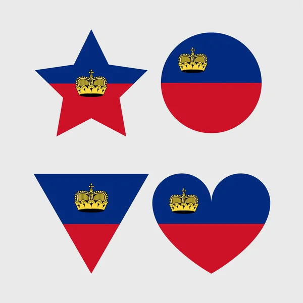 Liechtenstein Conjunto Ícones Vetoriais Bandeira Ilustrações Forma Coração Estrela Círculo — Vetor de Stock