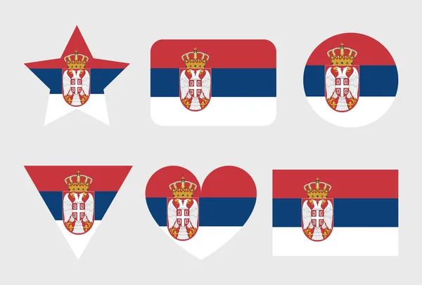 Serbska Flaga Wektorowa Ikony Zestaw Ilustracji Kształcie Serca Gwiazdy Okręgu — Wektor stockowy