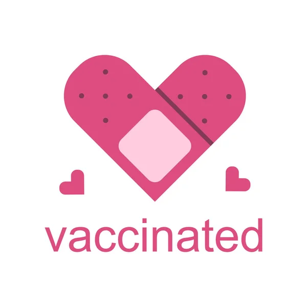 Vaccinatie Bandhulpmiddel Met Citaat Vector Illustratie Medische Pleister Hartvorm Met — Stockvector
