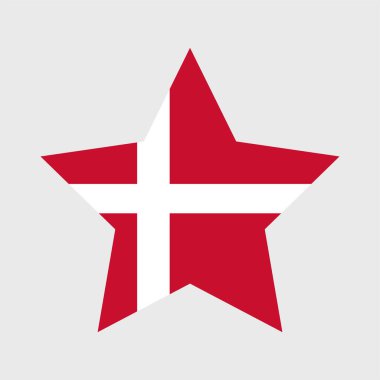 Danimarka bayrak vektör simgeleri kalp, yıldız, daire ve harita şeklinde ayarlandı.