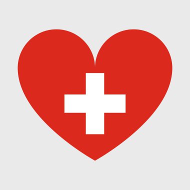 İsviçre bayrak vektör simgeleri kalp, yıldız, daire ve harita şeklinde ayarlandı.