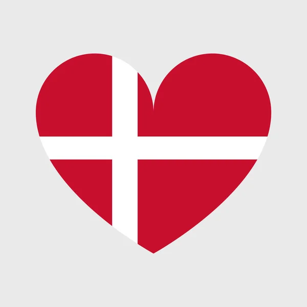 ハート 地図の形で設定されたデンマークの国旗ベクトルアイコン — ストックベクタ