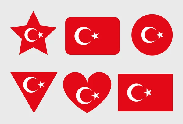 Vektor Symbole Der Türkei Flagge Herzform Stern Kreis Und Karte — Stockvektor