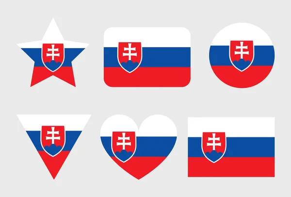 Slovacchia Bandiera Vettoriale Icone Forma Cuore Stella Cerchio Mappa — Vettoriale Stock