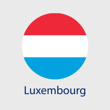 Lüksemburg bayrak vektör simgeleri kalp, yıldız, daire ve harita şeklinde ayarlandı