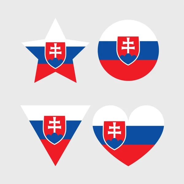 Eslovaquia Iconos Vectoriales Bandera Establecidos Forma Corazón Estrella Círculo Mapa — Archivo Imágenes Vectoriales