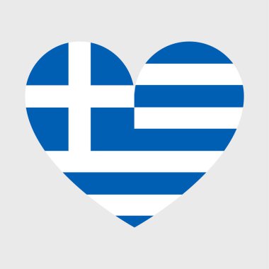 Yunanistan kalp, yıldız, çember ve harita şeklinde resimlerin yer aldığı bayrak vektör simgeleri.