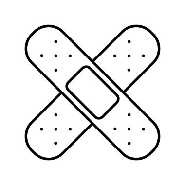 Anahat tarzında yara bandının tıbbi hoş bir çizimi. Tıbbi bandaj sıva çizgisi simgesi.