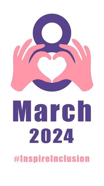 Plakat Zum Internationalen Frauentag Inspirieren Inklusion Frau Illustration Hintergrund Kampagnenthema — Stockvektor