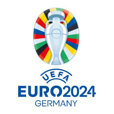 Kharkiv, Ukrayna - 5 Ağustos 2023. UEFA Euro 2024 vektör logosu. Avrupa Futbol Turnuvası 2024 Almanya 'da