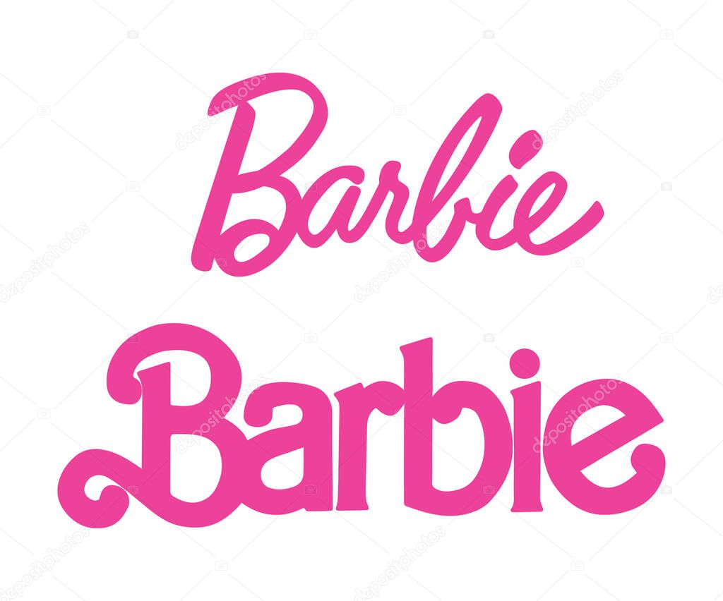 Barbie pink vintage logo vector illustration on white background