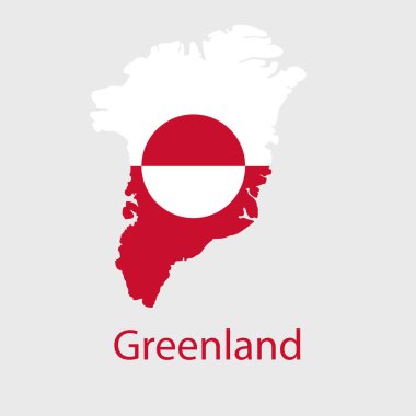 Grönland Harita simgesi. Resmi vektör Grönland haritası bayrak renginde beyaz üzerine izole edildi.