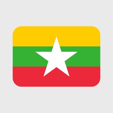 Myanmar Bayrak simgesi. Beyaz arkaplanda resmi Burma bayrağı izole edildi