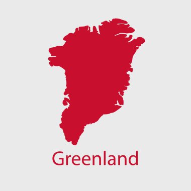 Grönland Harita simgesi. Resmi vektör Grönland haritası bayrak renginde beyaz üzerine izole edildi.