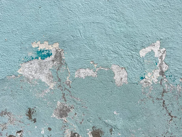 Текстурированная Светло Голубая Стена Треснувшей Сколотой Краской Фоне Мексикотекстуры — стоковое фото