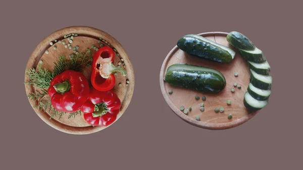 Rode Paprika Komkommers — Stockfoto