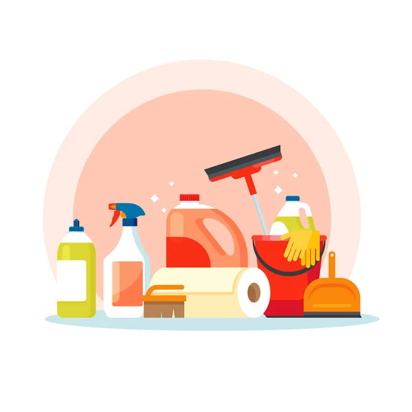 Surface Cleaning Products Collection Vector Illustration — Stock Vector
