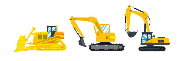 Excavator collection Vector illustration EPS.
