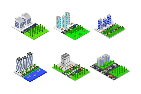 Isometrische Städte Vektor Illustration — Stockvektor