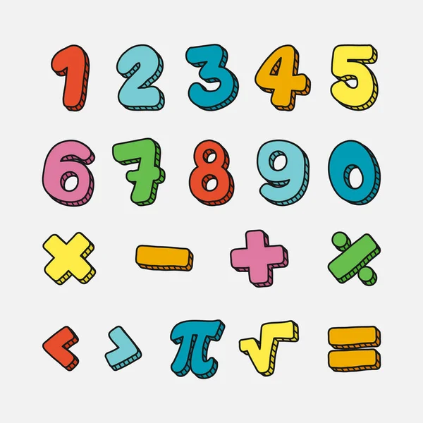 Simboli Cifre Matematiche Disegnate Mano Illustrazione Vettoriale — Vettoriale Stock