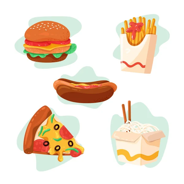Degustação Fast Food Ilustração Vetorial — Vetor de Stock