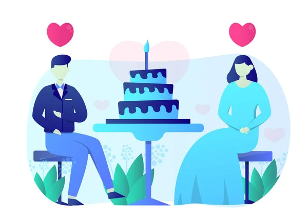 Celebração Casamento Ilustração Plana Vector Graphic —  Vetores de Stock
