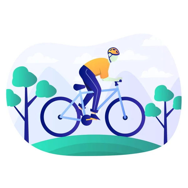 Bicicleta Montaña Ilustración Plana Vector Gráfico — Vector de stock
