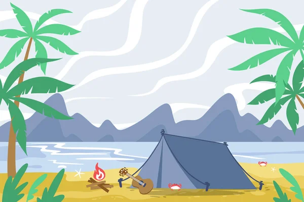 Camping Area Landscape Vector Illustration — Stock Vector