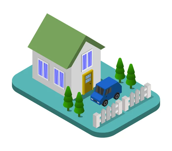 Isometric House Vector Graphic Illustration — Stock Vector