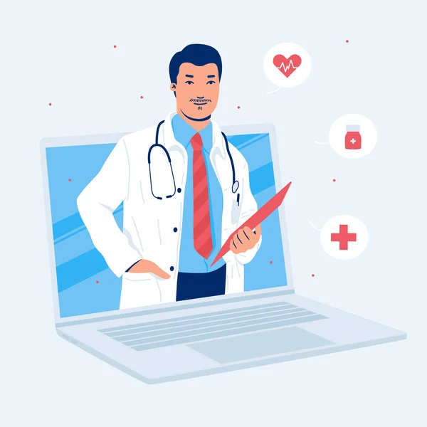 Online Ιατρική Έννοια Διανυσματική Απεικόνιση — Διανυσματικό Αρχείο