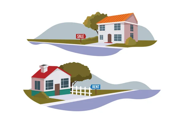 Collection Houses Sale Rent Vector Illustration — Stock Vector