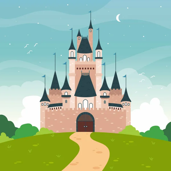 Märchenhafte Burg Landschaft Konzept Vektor Illustration — Stockvektor
