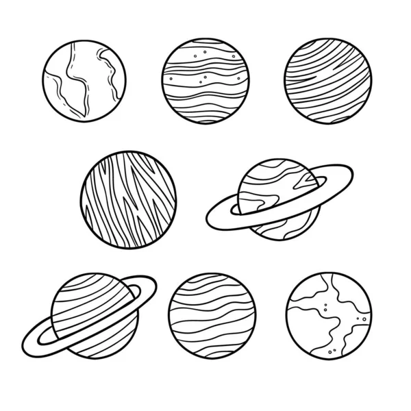 Coloriage Mignon Pour Les Enfants Avec Des Planètes Illustration Vectorielle — Image vectorielle