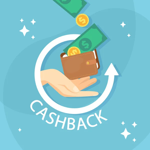 Konsep Cashback Dengan Catatan Bank Dan Ilustrasi Koin Vektor - Stok Vektor
