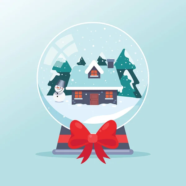 Flat Design Christmas Snowball Globe Vector Illustration — Stock Vector