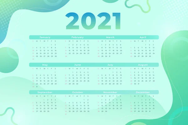 要旨2021年カレンダーイラスト Vector — ストックベクタ