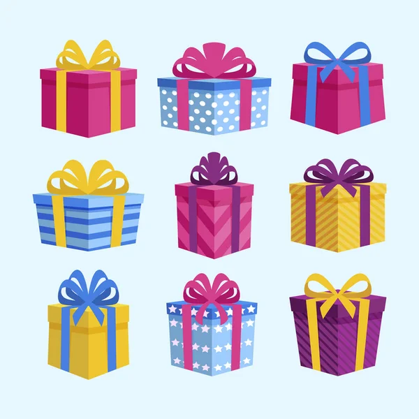 Christmas Gift Collection Flat Design Vector Illustration — 스톡 벡터