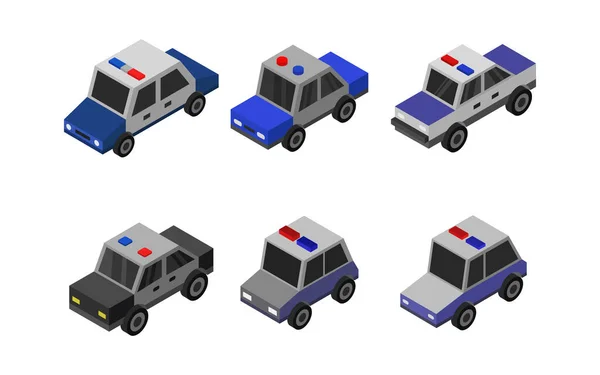 Набор Изометрических Полицейских Машин Векторная Графическая Иллюстрация — стоковый вектор