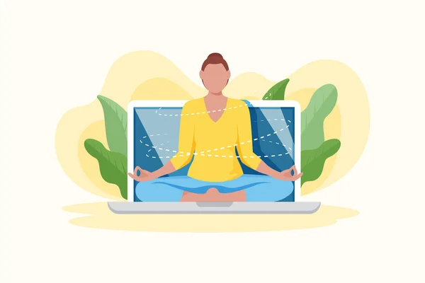 Online Yoga Kurs Konzept Vektor Illustration — Stockvektor