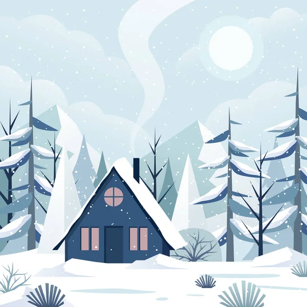 Flat Design Winter Landscape Illustration Vector — Stock Vector