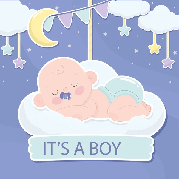 Baby Shower Chłopiec Koncepcja Wektor Ilustracja — Wektor stockowy